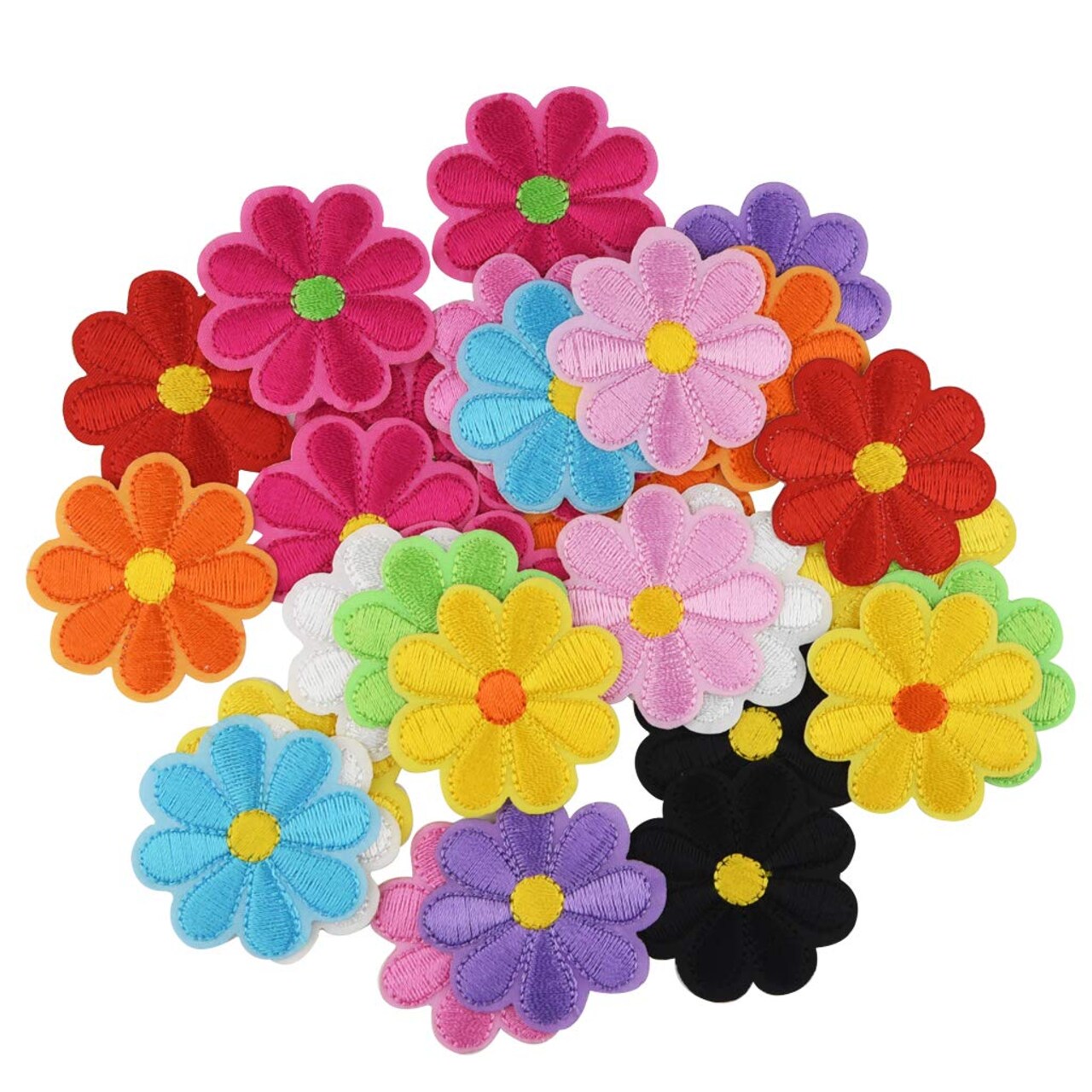60 Pieces Iron On Patches Cute Mini Heart Iron-on sew-on Patches Flower Embroidered Applique Decoration Patches for Clothing Jackets Backpacks Jeans Hats Bags Multi-Colored DIY Accessory